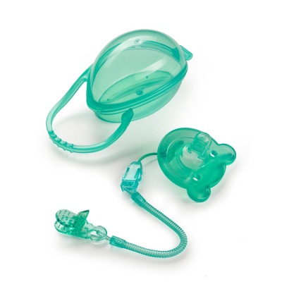 Пустышка силиконовая с держателем и контейнером Happy Baby 13020